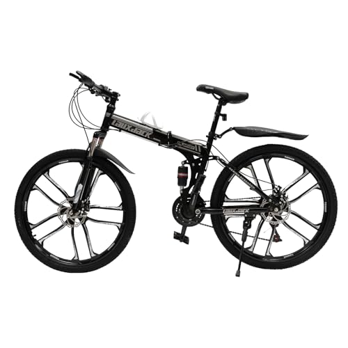 FENNNDS 26"/26 Zoll Klappbar Mountainbike für Erwachsene, MTB mit Federgabel Fahrrad für Damen & Herren, 21 Gang-Schaltung, Faltrad für Fitnessfahrten und Täglichen Pendlerverkehr (Schwarz&Weiß)