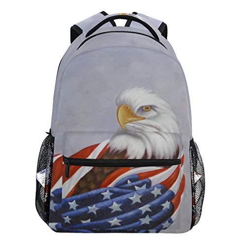 Oarencol Vintage American Eagle Flag USA Animal Bird Rucksack Bookbag Daypack Travel School College Bag für Damen Herren Mädchen Jungen