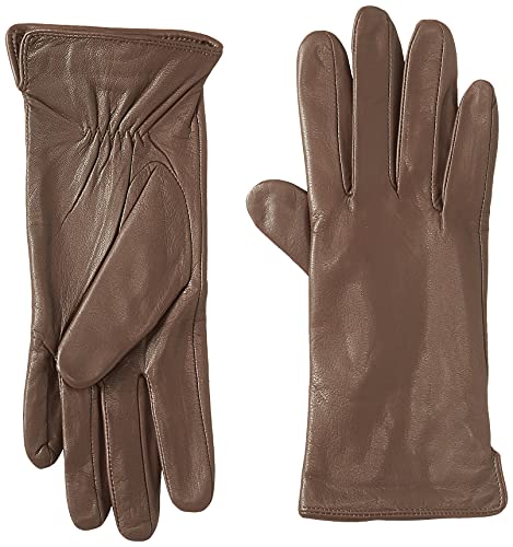 YISEVEN Damen Winterhandschuhe aus echtem Leder lederhandschuhe gefüttert flaches Design Geschenke, Braun Medium/7.0"