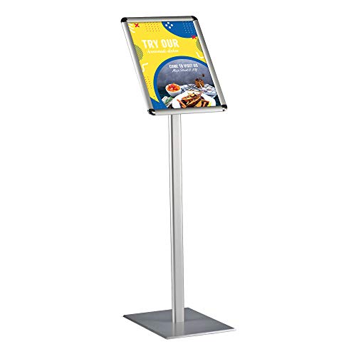 DISPLAY SALES Infoständer klassisch DIN A3 Rondo für Plakate 297 x 420 mm, silber Informationsständer (1,2m Höhe). Rostfreie schwere Aluminium Fußplatte. Infohalter für Hoch-/Querformat