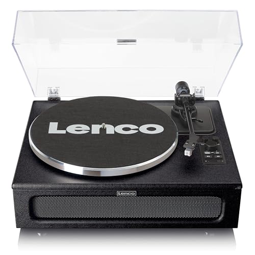 Lenco LS-430 Plattenspieler - Bluetooth Plattenspieler - integrierte Lautsprecher 40 Watt RMS - Riemenantrieb - Pitch Control - Vorverstärker - RCA Out und AUX-In - 3,5mm - Schwarz
