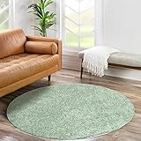 carpet city Shaggy Hochflor Teppich - Rund 160 cm - Grün - Langflor Wohnzimmerteppich - Einfarbig Uni Modern - Flauschig-Weiche Teppiche Schlafzimmer Deko