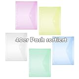 FolderSys Sichttasche A4, Klappe, Lochrand, transparent farbig Sortiert PG/40Stück