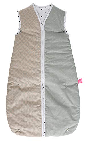 2in1 Babyschlafsack 0-18 Monate gefüttert von Motherhood - kuscheliger Babyschlafsack Öko Tex Standard, Klasse 1, Quadrate apricot