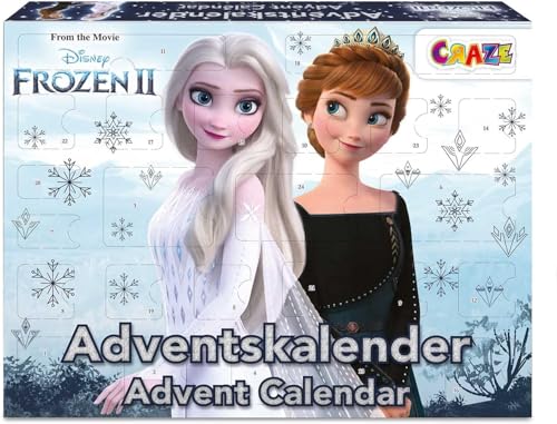 CRAZE Adventskalender FROZEN II Weihnachtskalender 2021 Eiskönigin Eisprinzessin für Mädchen Spielzeugkalender Kinderschmuck Schlüsselhänger 31247