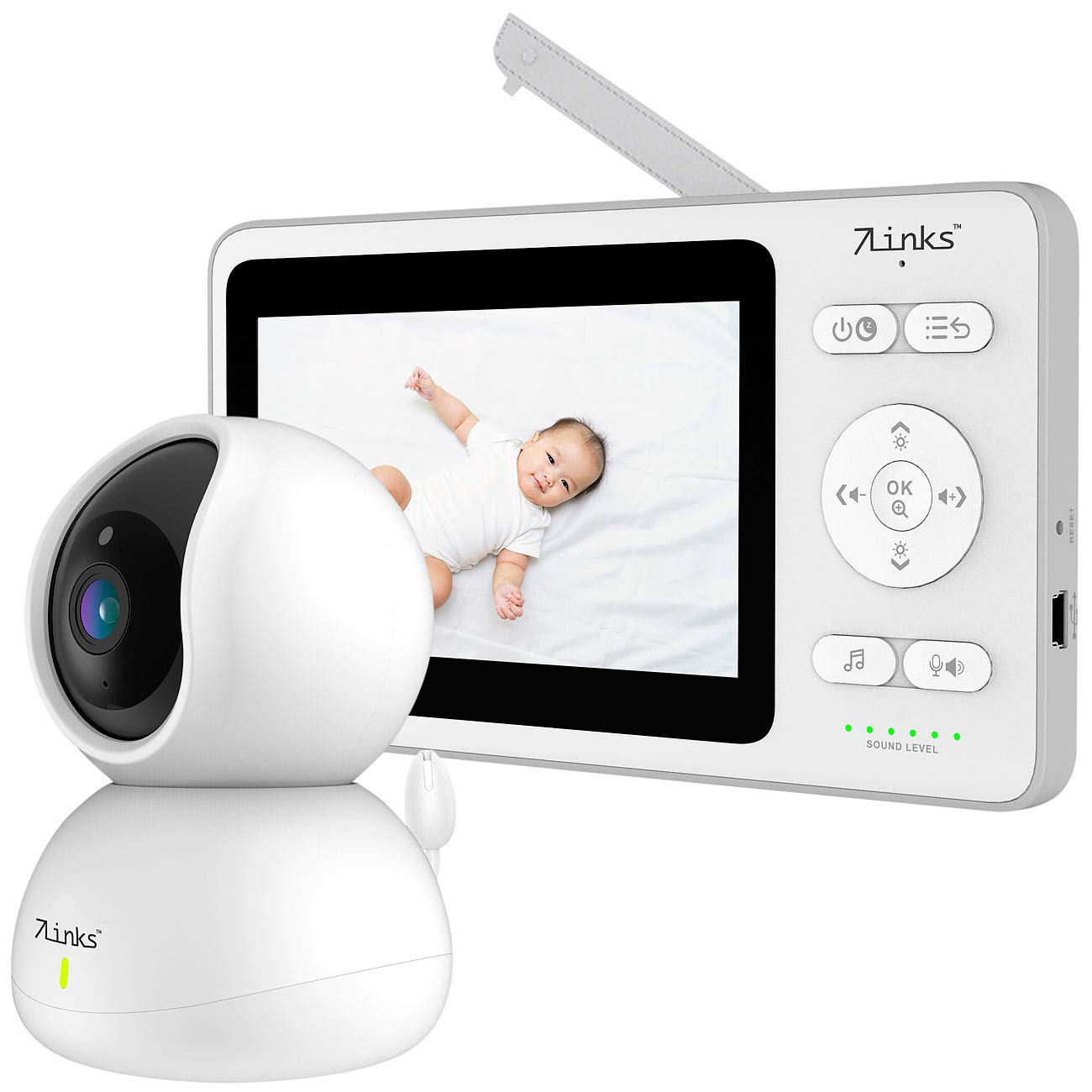 7links Babyfon: Video-Babyphone, dreh- & schwenkbare Kamera, 11 cm (4,3") Farbdisplay (Babyüberwachung, Baby Monitor, Videoüberwachung)
