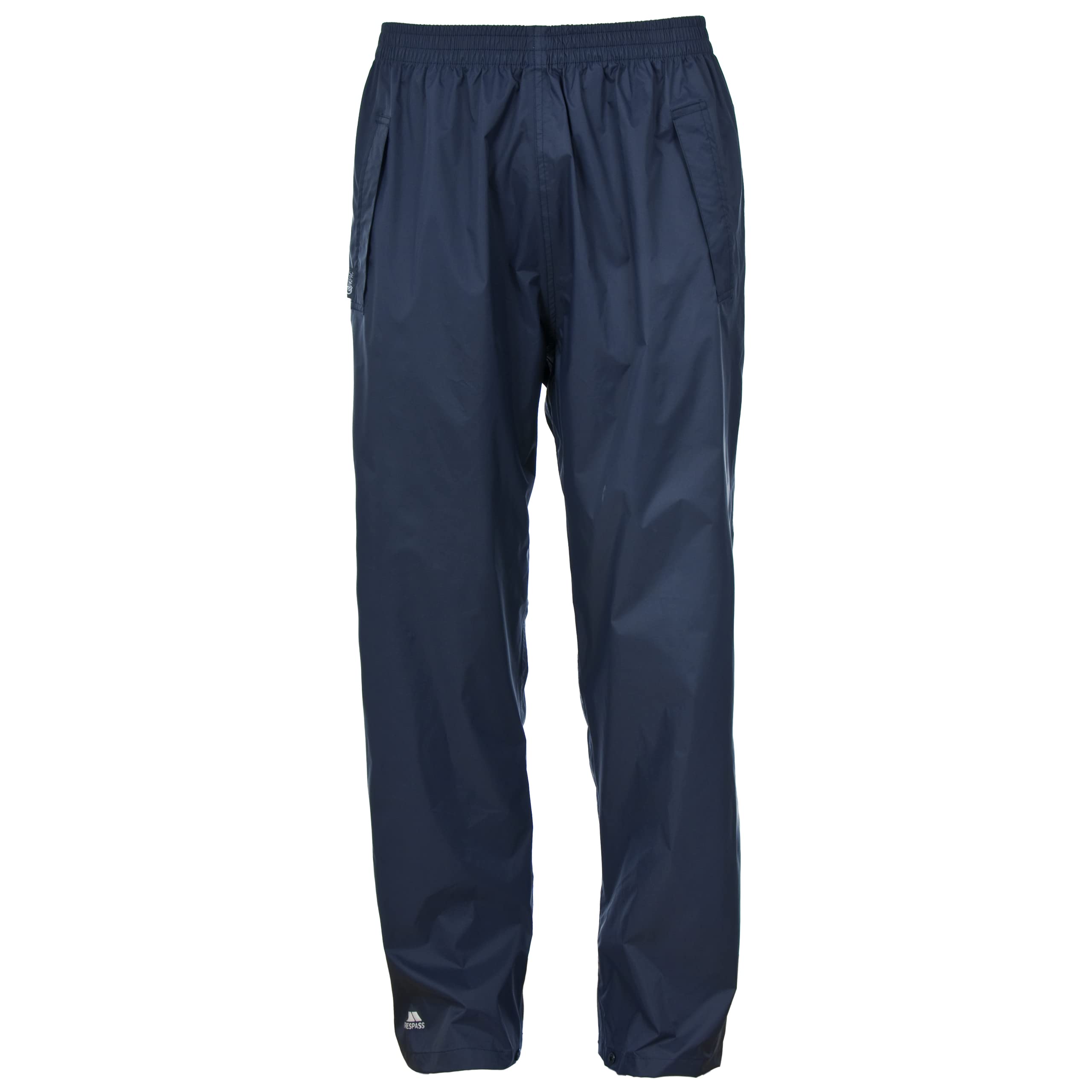 Trespass Qikpac Pant, Dark Navy, S, Kompakt Zusammenrollbare Wasserdichte Regenhose mit 3 Taschenöffnungen für Damen und Herren / Unisex, Small, Blau