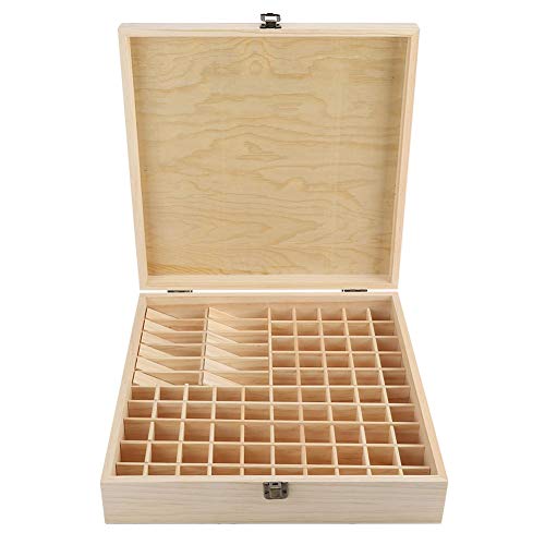 Aufbewahrungsbox für ätherische Öle, aus Holz, 87 Fächer, groß, 35,5 x 35,5 x 9,2 cm