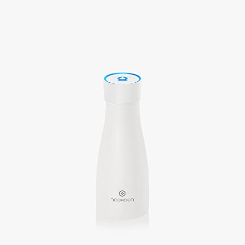 NOERDEN - Smart Water Bottle Liz 350 - Selbstreinigende Trinkflasche aus Edelstahl - BPA-freier Deckel, UV-Sterilisation, Trinkerinnerung und LED-Temperaturanzeige - 0,35l - Weiß