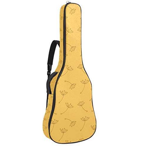 Gitarren-Gigbag, wasserdicht, Reißverschluss, weich, für Bassgitarre, Akustik- und klassische Folk-Gitarre, gelbe Löwenzahnsamen