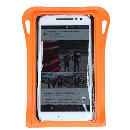 Aquapac Trailproof Handyhülle für Schwimmen, Kajakfahren, Segeln,Unterwasser-Kunststoff-Tragetasche für Handys,wasserdichte Handyhüllen für Apple iPhone 8, X, 13 & Samsung Handys,Sicherheit Orange