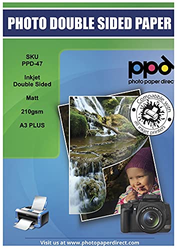 PPD 50 x A3+ Inkjet Fotopapier 210g Beidseitig Bedruckbar Matt/Matt, Ideal für Flyer PPD-47-50