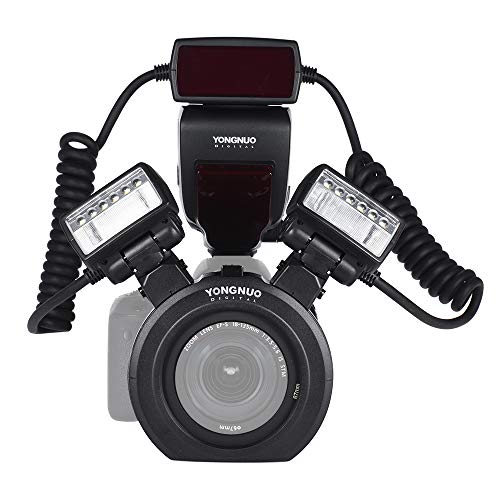 YONGNUO YN24EX E-TTL Macro Blitz Blitzlicht Speedlite 5600K mit 2 Stück Blitzköpfe und 4pcs-Adapterringe für Canon EOS 1DX 5D3 6D 7D 70D 80D Kameras