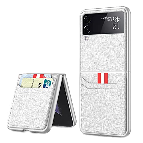 SHIEID Ledertasche für Samsung Galaxy Z Flip 3 5G, Z Flip 3 Hülle mit Kartenetui Lederbrieftasche Schutzhülle, Klappbildschirm Handyhülle für Samsung Z Flip 3 5G-Weinrot