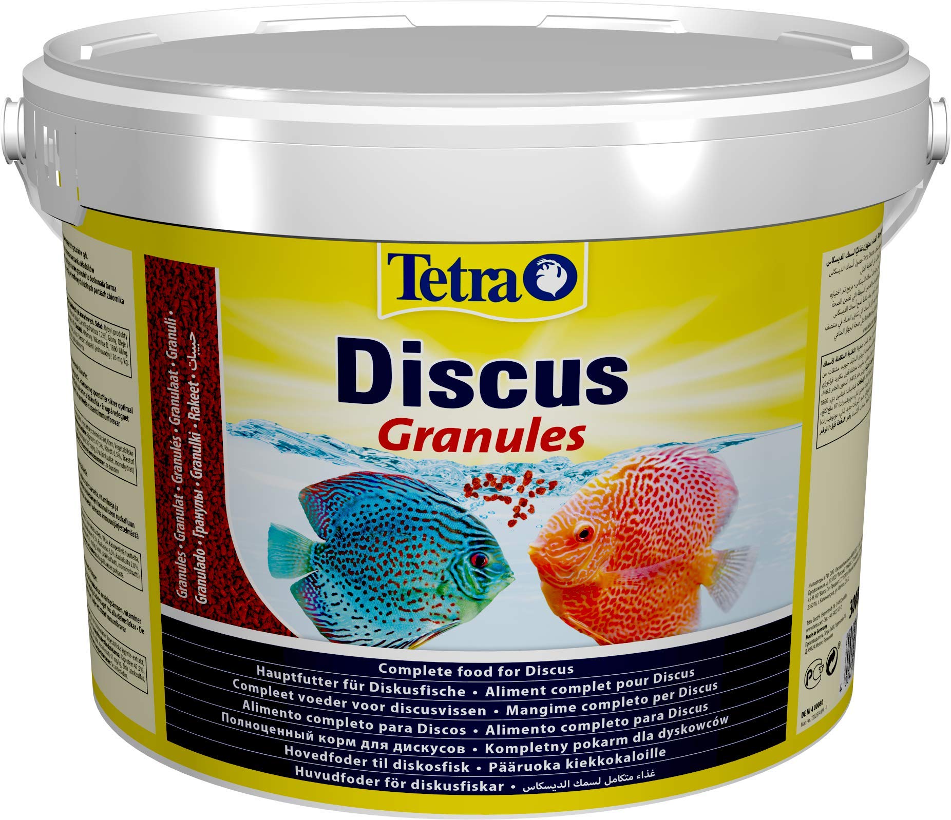 Tetra Discus Granules - Fischfutter für alle Diskusfische, fördert Gesundheit, Farbenpracht und Wachstum, 10 L Eimer