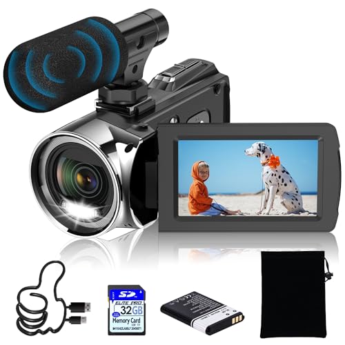 Windancy 4K Videokamera Camcorder Ultra HD 1080P Vlogging Kamera für YouTube,18X Digitalzoom 3" IPS 270°Drehbarer Bildschirm Kamera Recorder mit Mikrofon