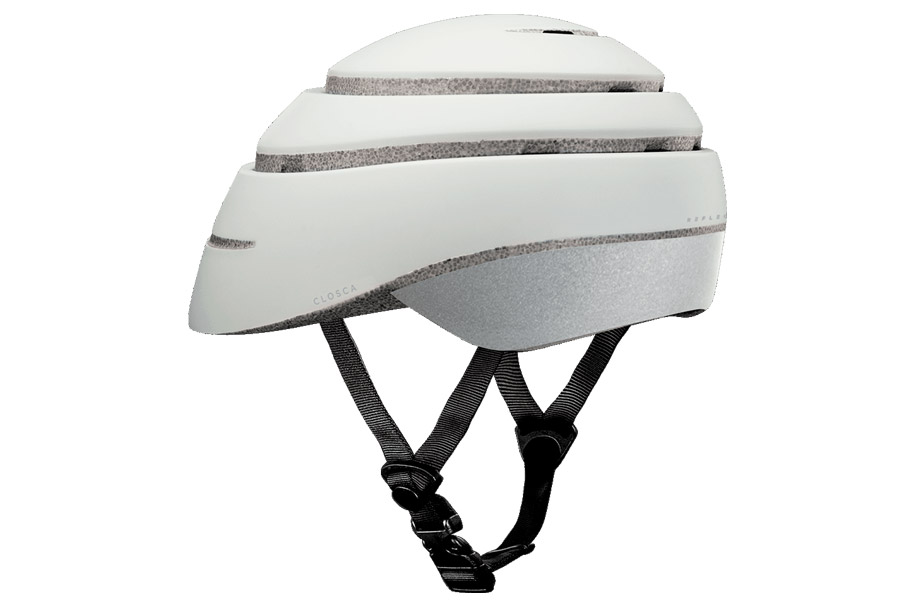 Closca - Faltbarer Fahrradhelm für Erwachsene (Closca Helmet Loop). Helm für Fahrrad, E-Roller und E-Scooter für Männer und Frauen (Unisex) Patentiertes Design.(weiß/reflektierende, M)