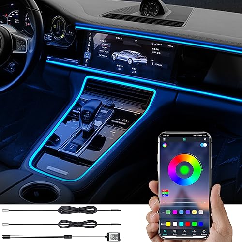 TABEN Auto Umgebungslicht USB RGB APP Steuerung Dekoratives Licht Lampe DIY Refit Flexibles Glasfaserrohr 64 Farben Innenbeleuchtung Atmosphärenlicht 1W DC 12V 3m