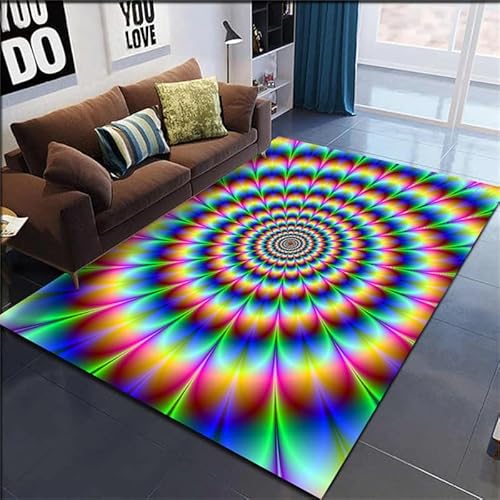 3D-Wirbel Schwindelteppiche rutschfeste Teppiche dreidimensionale visuelle Illusion Teppich Stereo Vision Matte Rechteck Teppich Zuhause Schlafzimmer Matte