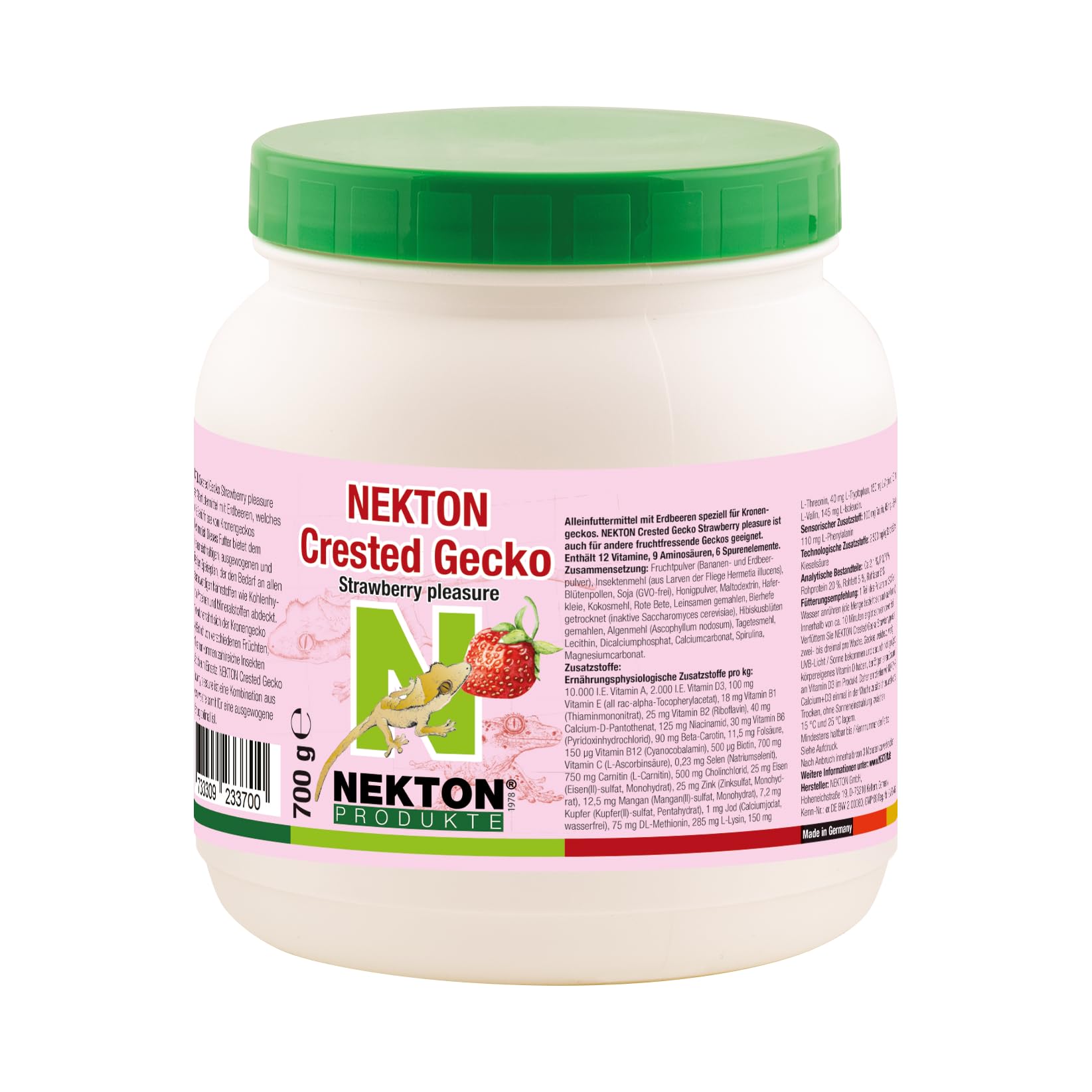 NEKTON-Crested Gecko Strawberry Pleasure | Alleinfuttermittel speziell für Kronengeckos mit Erdbeeren | Made in Germany (700g)