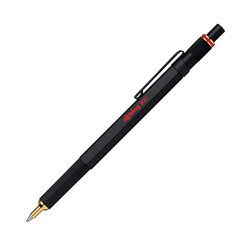 rOtring 800 Kugelschreiber, mittlere Spitze, blaue Tinte, schwarzer Schaft, nachfüllbar