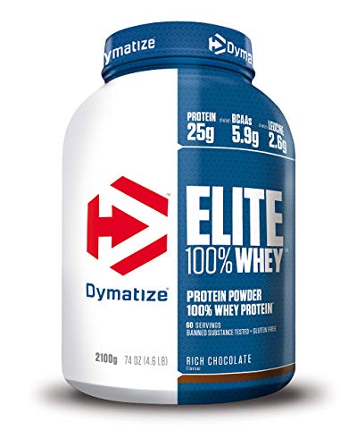 Dymatize Elite Whey Rich Chocolate 2,1Kg - High Protein Low Sugar Pulver + Whey Protein und BCAAs