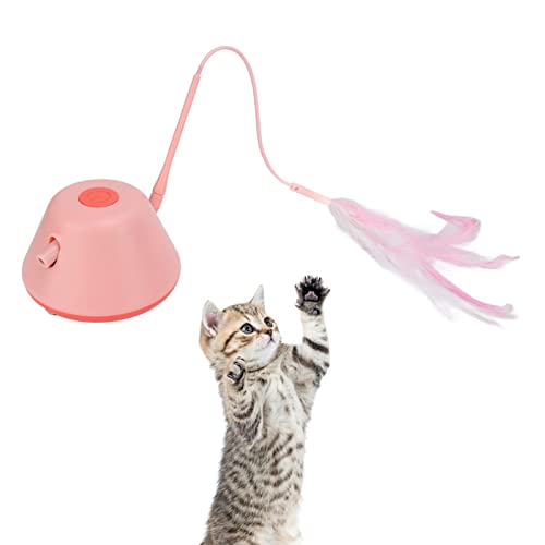 Interaktives 3-Modi-Kunststoff-USB-Lade-LED-bewegliches Elektrisches Kätzchen-Feder-Spielzeug, Automatisches Katzenspielzeug für Indoor-Plüsch-Interaktiv-SpielzeugfigurenStofftiere & Plüschtiere (Rosa)