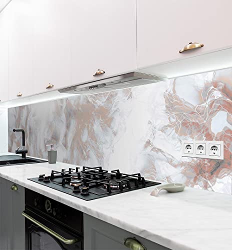 MyMaxxi | selbstklebende Küchenrückwand Folie ohne bohren | Aufkleber Motiv Marmor bronze | 60cm hoch | adhesive kitchen wall design | Wandtattoo Wandbild Küche | Wand-Deko | Wandgestaltung