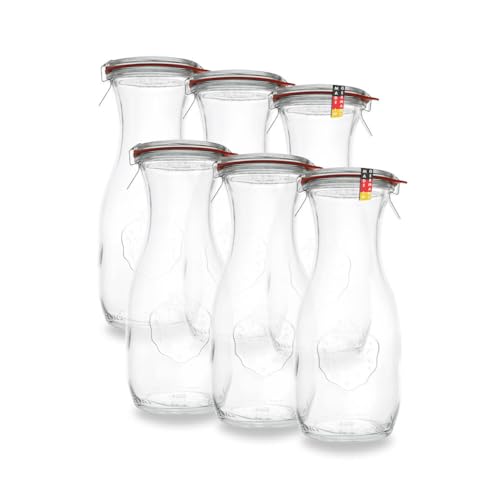 WECK 1,0l Saftflasche - Leere Glasflasche mit 1000 ml Volumen - geeignet als Likörflasche, Saftflasche und für Dressings oder Saucen