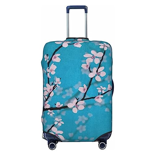 OPSREY Japanische Kirschblüten-Druck-Gepäck-Abdeckung Kofferabdeckung Elastischer waschbarer Koffer-Schutz für 53-81 cm, Schwarz , M