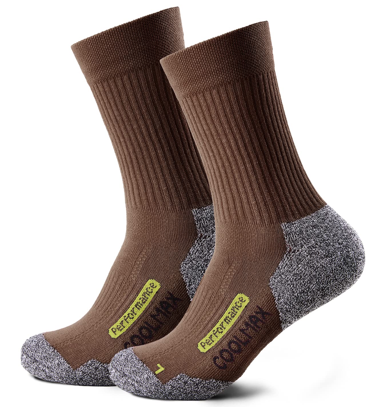 Piarini 2 Paar Coolmax Wandersocken Outdoorsocken Funktionssocken lang braun 39-42