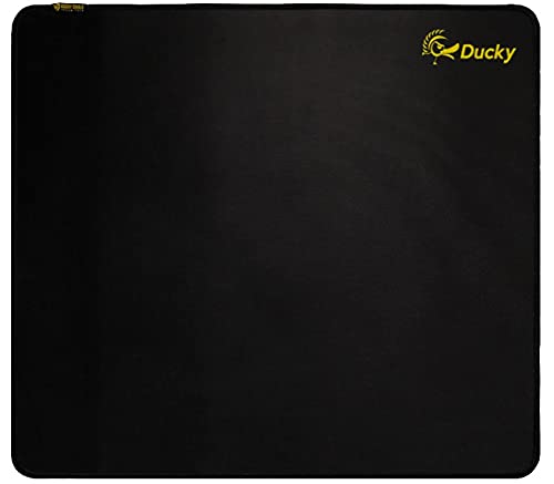 Ducky - Gaming Mauspad L 450x400 Millimeter - Fransen Freie Ränder - Microfaser Großes Mauspad - Non-Slip Mousepad Gaming (Schwarz)