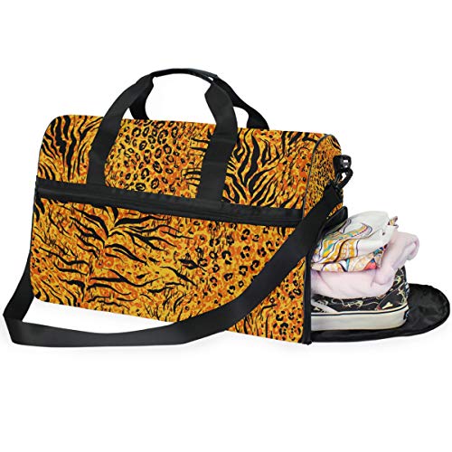 LUNLUMO Animal Tiger gelbe Haut große Kapazität Reisetasche Sport Duffels Gym Bag Fitness Sport Gear Gepäck Tasche für Damen und Herren