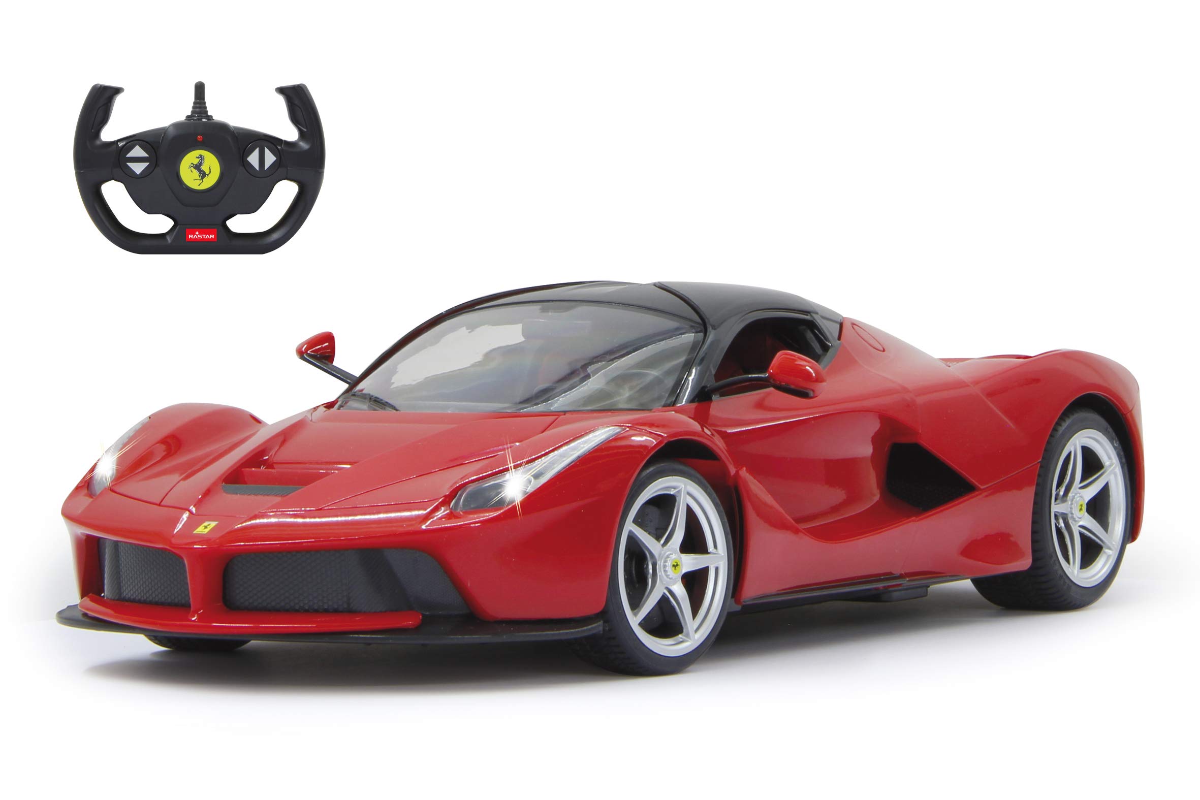 JAMARA 405021 - Ferrari La Ferrari 1:14 2,4GHz - Tür manuell & inkl. Akku - offiziell lizenziert, bis 1 Std Fahrzeit, ca 11 Kmh, detaillierter Innenraum, hochwertige Verarbeitung, LED Licht, Rot