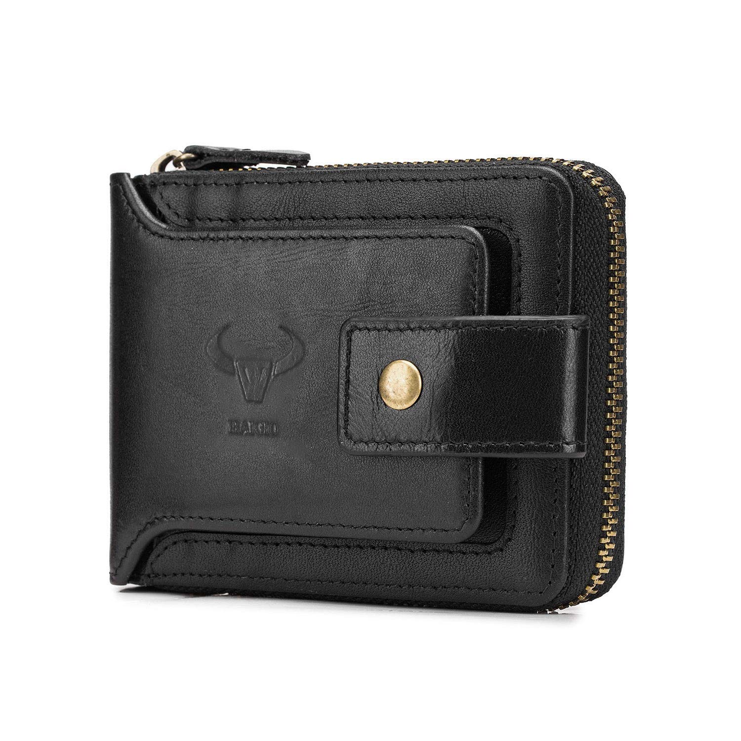 RFID Herren-Geldbörse aus Leder, mit Reißverschluss, Bifold Multi-Kartenhalter