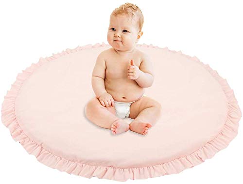 Lelesta Spielteppich für Kinder, aus Baumwolle, abnehmbar, runde Teppiche für Kinder, Kinderzimmer, Schlafzimmer, Durchmesser 100 cm (rosa)