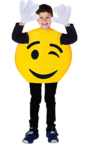 Dress Up America 1086 Winking Emo_ji Kostüm für Rollenspiel Emoticon Kasack Vital im Lernen & Spaß, Unisex Kinder, Gelb, One Size