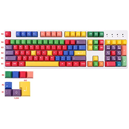 SweetWU 112 Tasten PBT Tastenkappen farblich passende Cherry Profile Dye Sub Tastenkappe für Mx Switch 61/87/104 mechanische Tastatur ISO-Key -