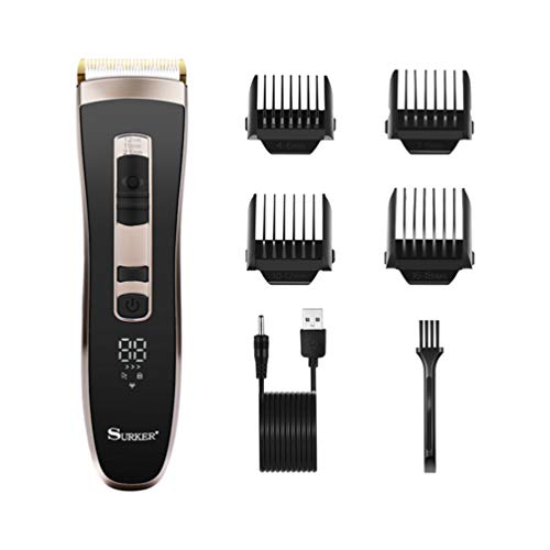 SOLUSTRE Haarschneidemaschine mit 4 Kammführungen USB Wiederaufladbarer Haarschnittschneider für Bartkopf- Und Gesichtsschneide-Pflege-Clipping (Schwarz)