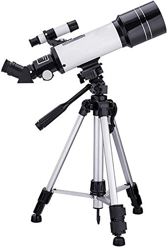 Astronomical Telescope,for Kids Beginners,Adults 70mm Astronomical Refractor Telescopes Monocular,with Height Adjustable Tripod,Phone Mount,White (White) QIByING