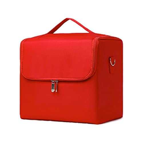 Make-up-Tasche, handgehalten, große Kapazität, mehrschichtig, Maniküre, Friseur-Werkzeug-Set, Kosmetik-Aufbewahrung für Koffer, rot