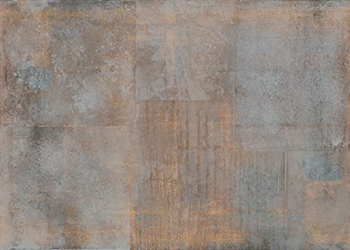 Rasch Tapete 364200 - Fototapete auf Vlies mit Metalloptik in Grau und Rostbraun, Rostoptik - 2,65m x 3,71m (LxB)