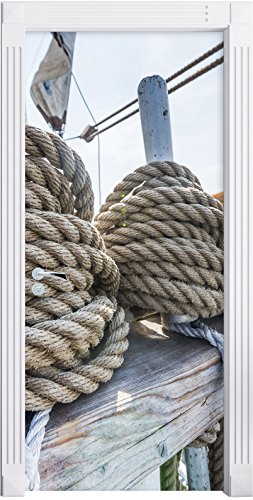 Stil.Zeit Möbel Tau auf einem Schiff als Türtapete, Format: 200x90cm, Türbild, Türaufkleber, Tür Deko, Türsticker