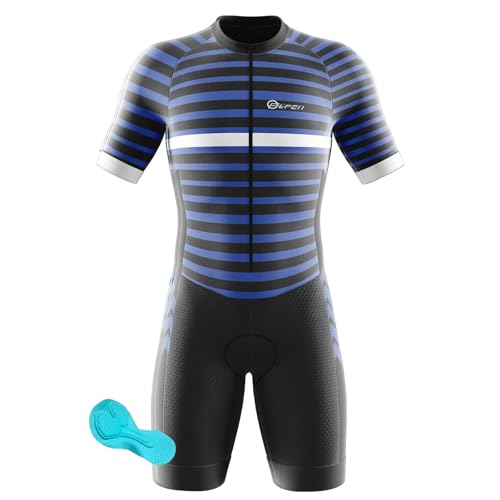 Herren Fahrradbekleidung Set, 3D-gepolsterter, 2024 Atmungsaktiver, Schnell Trocknender Triathlon-Anzug – Kurzarm Duathlon Laufen Schwimmen Fahrradfahren Skinsuit (6,L)
