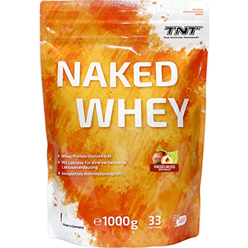 TNT Naked Whey + Laktase – 1kg Whey Protein-Pulver Konzentrat – Eiweißpulver (Pistazien-Eis)