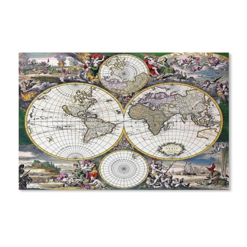 Papier Puzzle 1000 Stück，Antike Weltkarte，Lernspielzeug Für Erwachsene Geburtstagsgeschenk（50x70cm）-G97