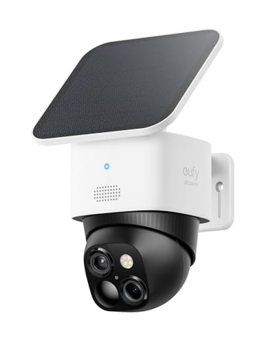 eufy Security SoloCam S340 Dual Kameras Solar Sicherheitskamera Aussen Kabellos, 3K Home Security Kamera, 360° Überwachung, Keine Toten Winkel, 2,4 GHz WLAN, HomeBase 3 Kompatibel(Generalüberholt)
