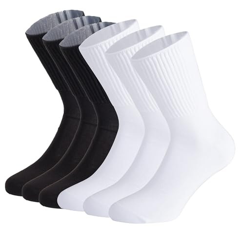 CALZITALY, PACK 3/6 PAARE Socken ohne Gummiband, Sanitären Socken Unisex, Diabetikersocken aus Baumwolle | Schwarz, Weiß | Made in Italy (6 Paare - 3 Schwarz + 3 Weiß, 39-42)