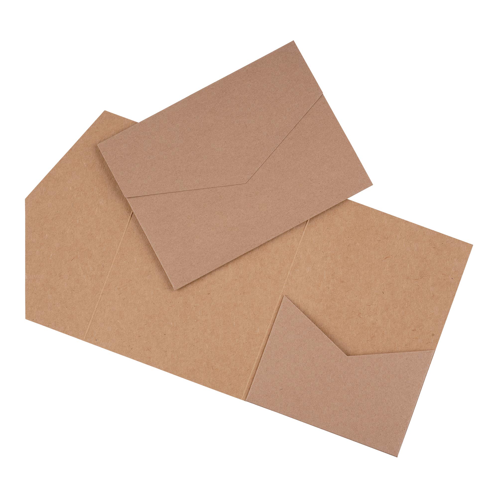 Papermane Pocketfold Karte B6/C6 - Einladung Hochzeit - Blanko, Kraftpapier Naturkarton (Kraft-braun mit Umschlägen, 25)