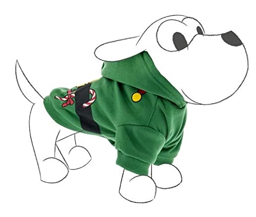 Ferribiella Lustiges Weihnachtskostüm für Haustiere, Mantel Weihnachten, Katzen und Hunde, grüne Elfen-Kleidung für Partykleidung, Cosplay, 45 cm, Größe XL